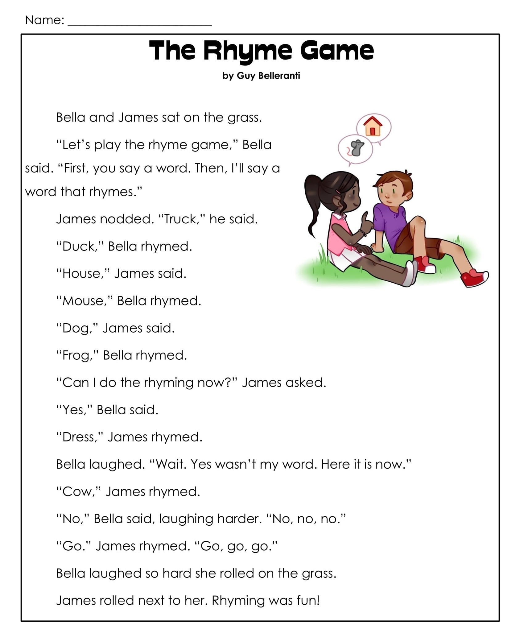 reading worksheets for 1st grade