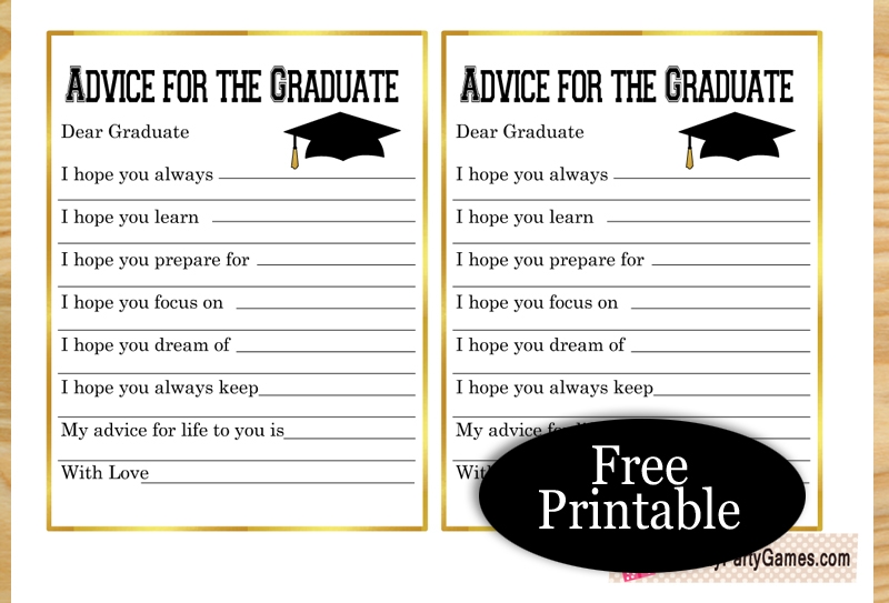 Graduation Advice Cards Free Printable