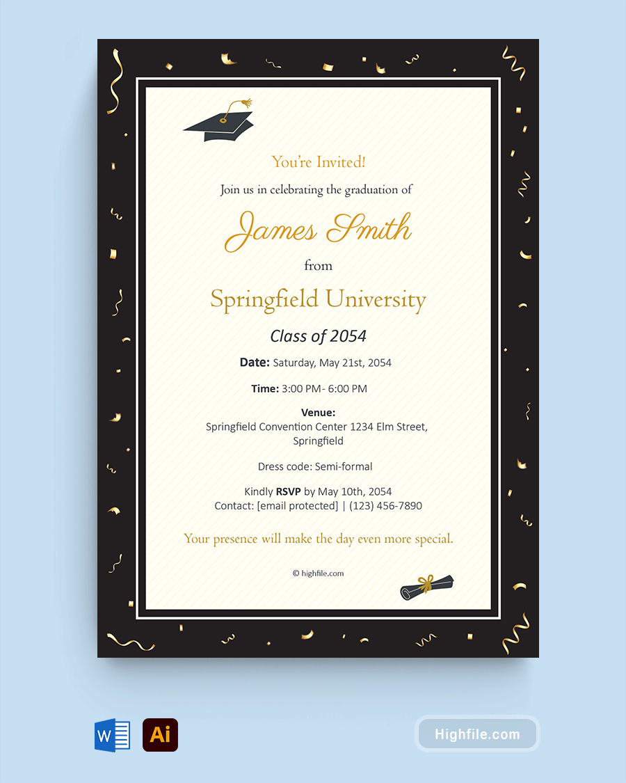 Graduation Invitation Template Highfile