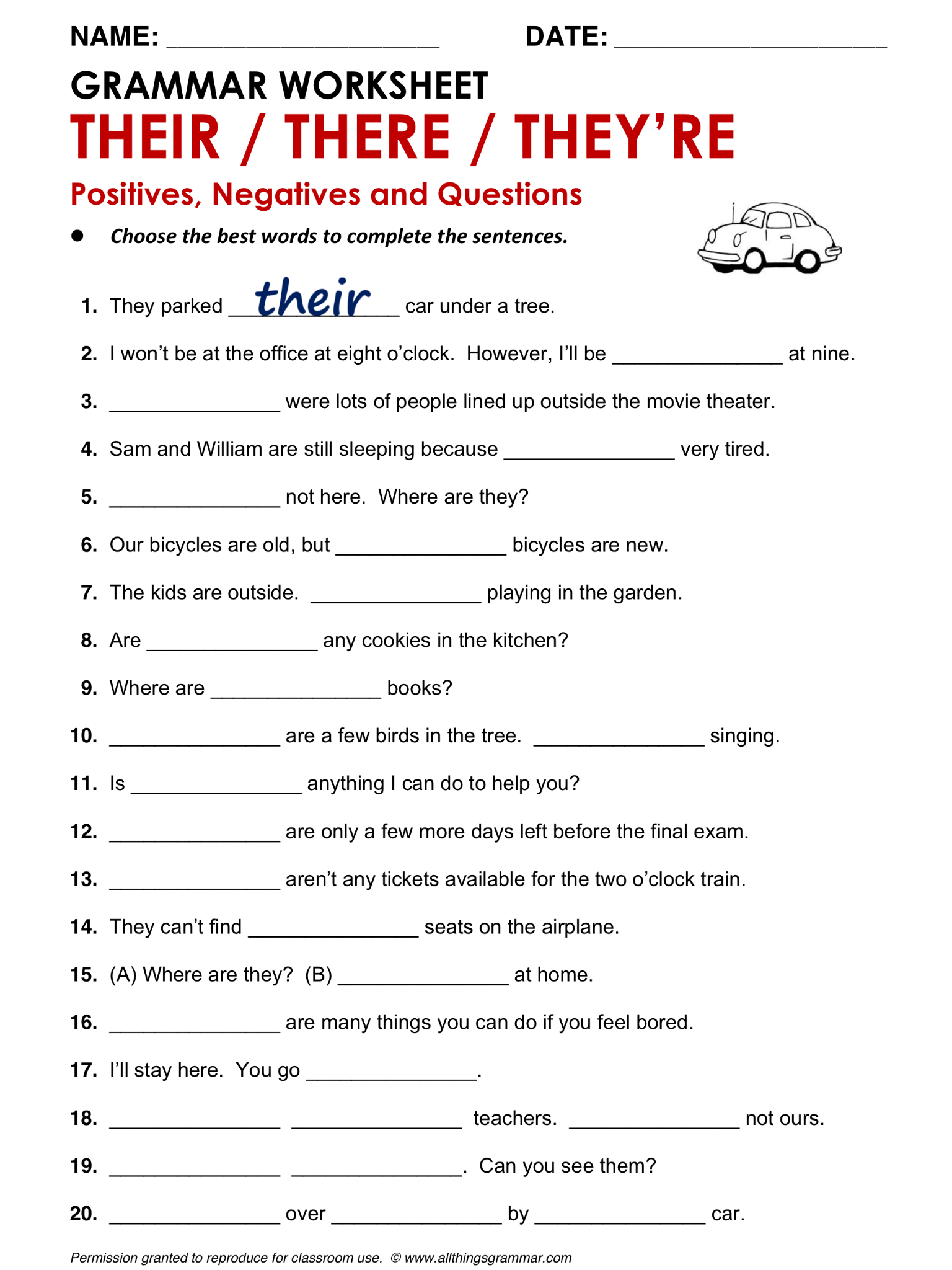 printable worksheets grammar