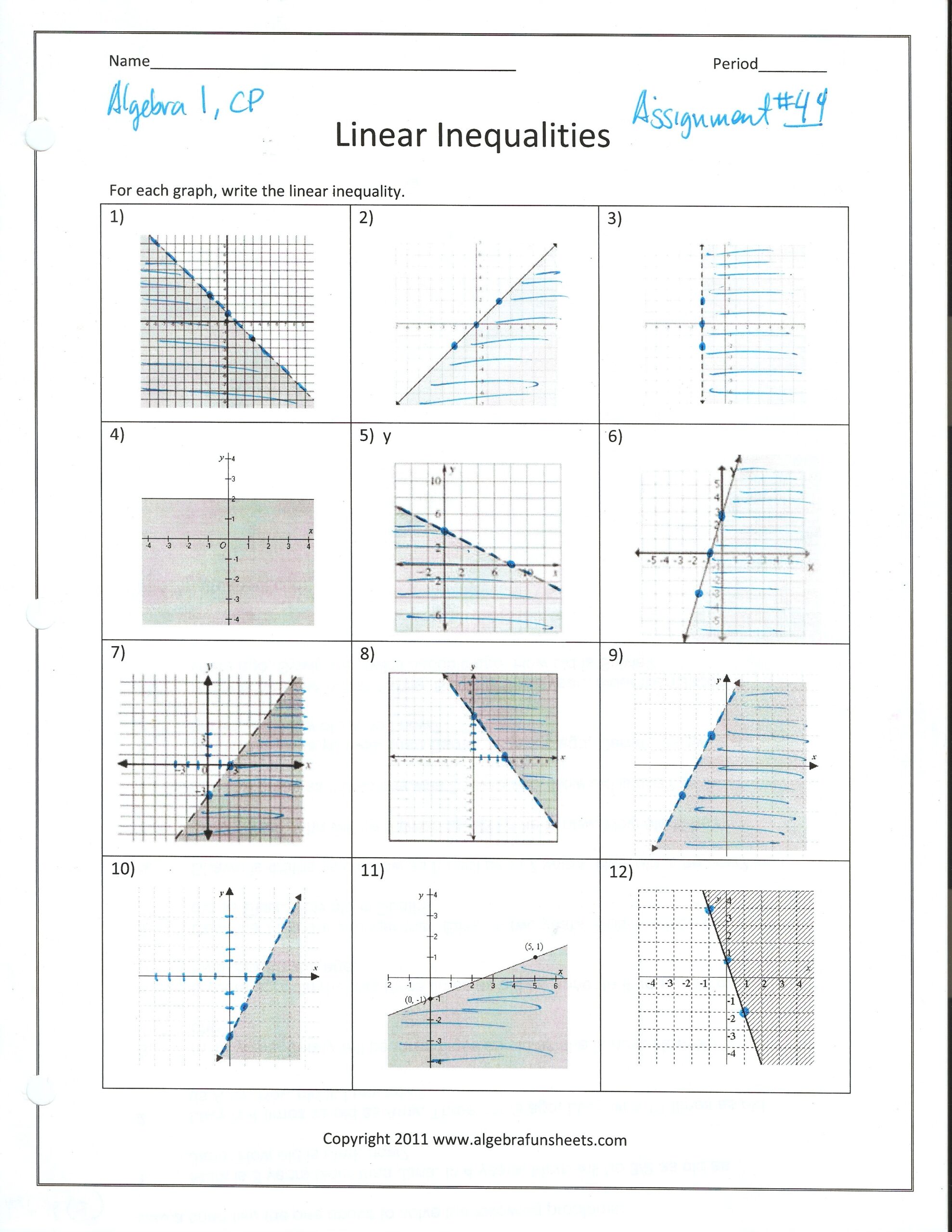 Graphing Linear Inequalities Worksheet Answers E streetlight