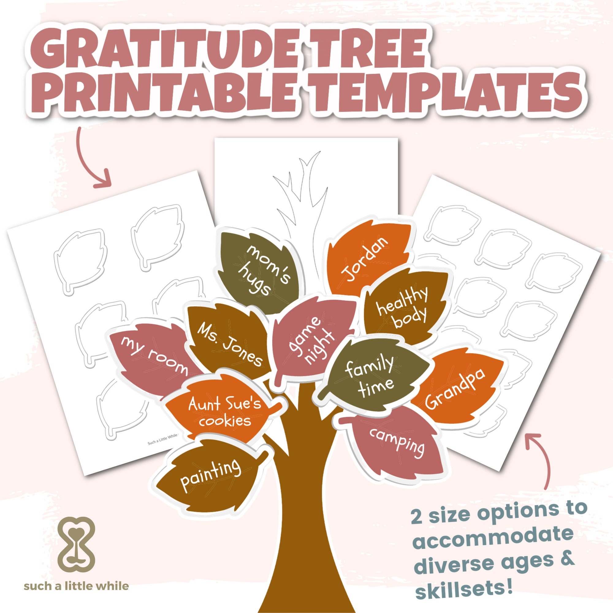Gratitude Tree Activity Kit Printable Template Kids Etsy