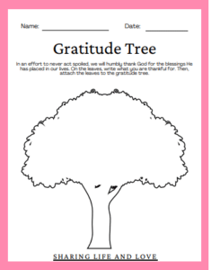 Gratitude Tree Printable PDF Sharing Life And Love