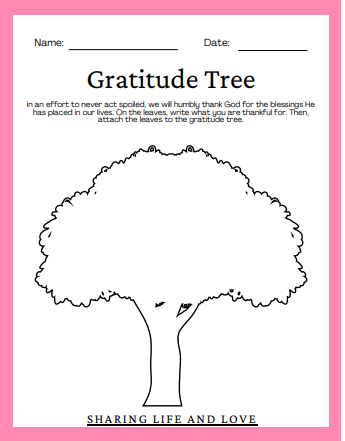 Gratitude Tree Printable PDF Sharing Life And Love