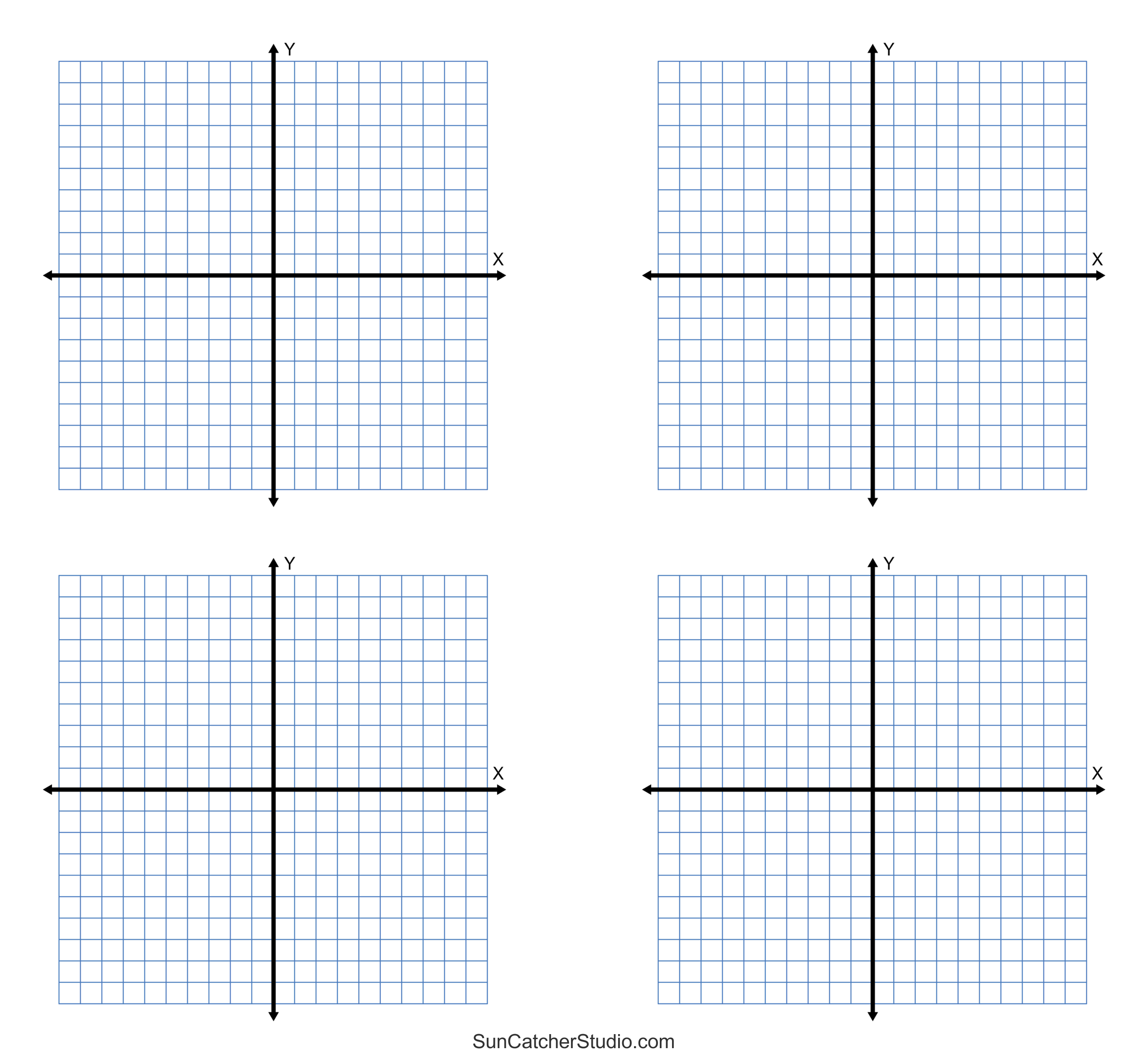 Grid Paper Printable 4 Quadrant Coordinate Graph Paper Templates