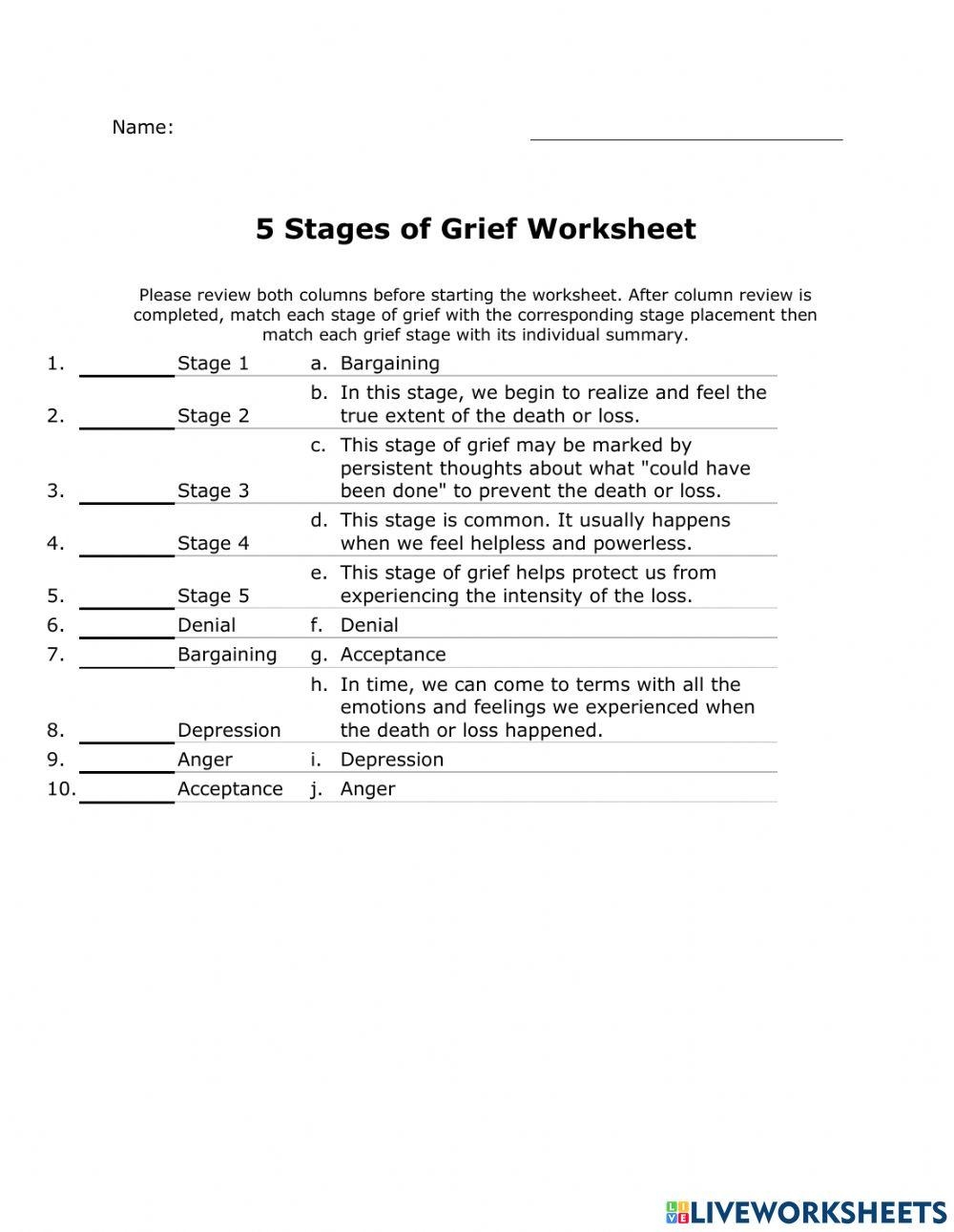 Grief Therapy Worksheets Worksheets Library