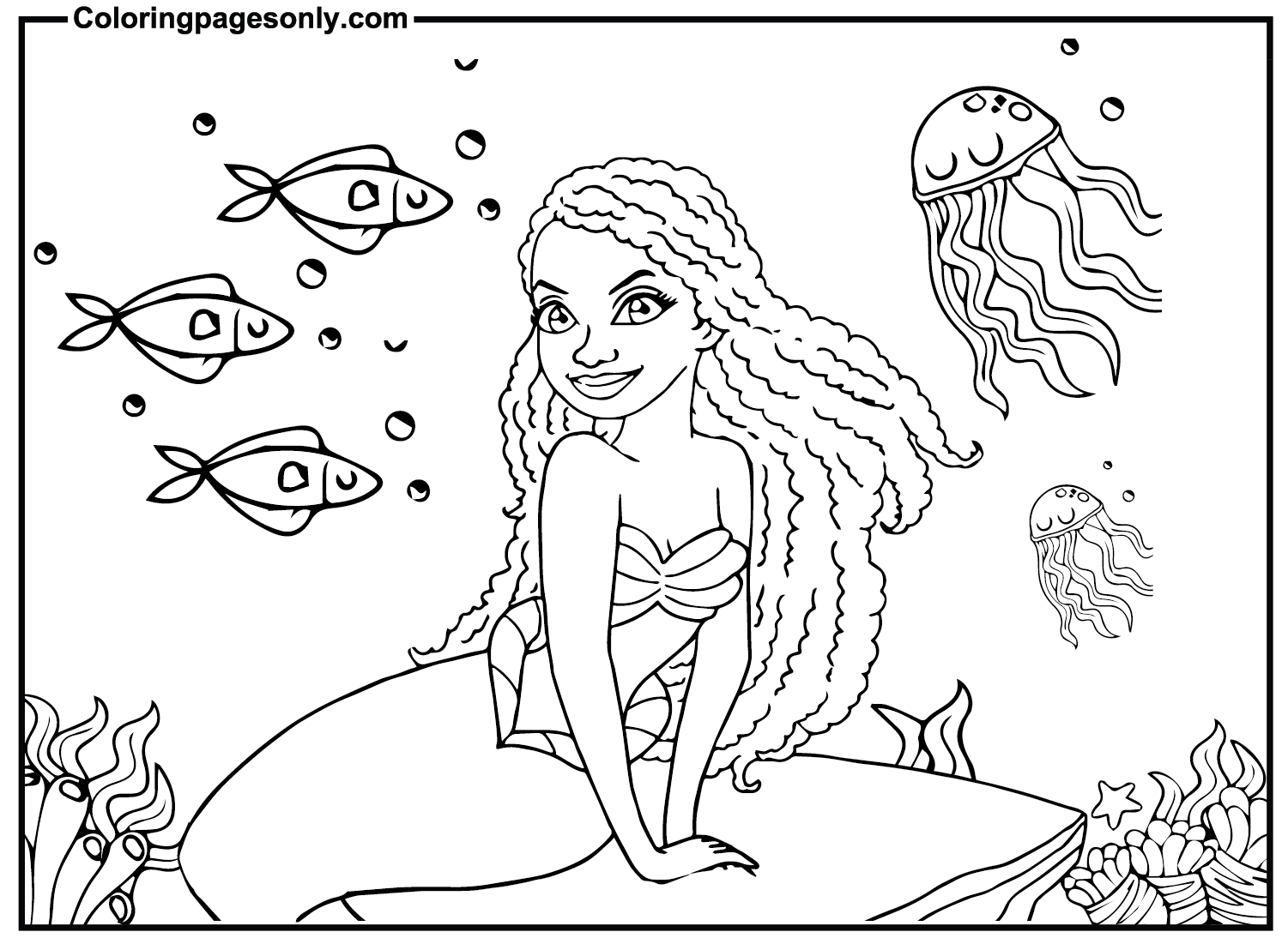 Halle Bailey Little Mermaid Coloring Page Free Printable Coloring Pages