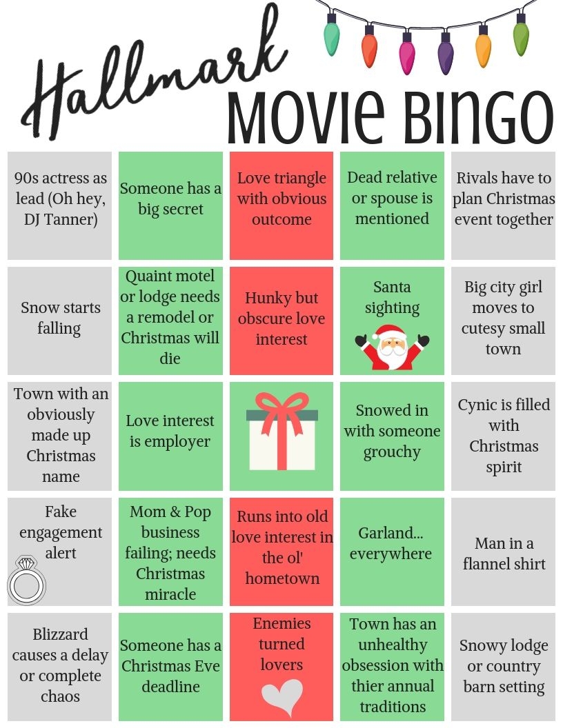 Hallmark Christmas Movie Bingo For True Fanatics Hallmark Printable 