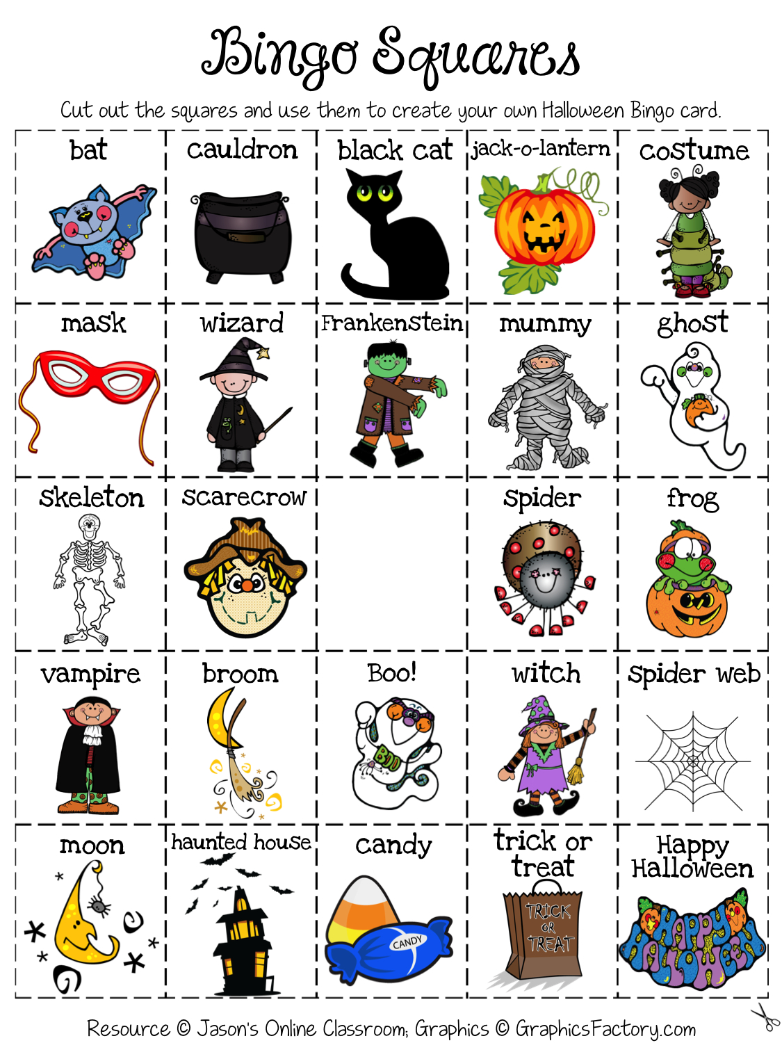 Halloween Bingo Cards Printable PDF Printable Bingo Cards