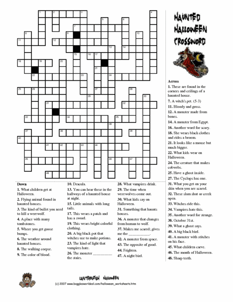 Halloween Crossword Puzzles For Adults Printable Printable Crossword