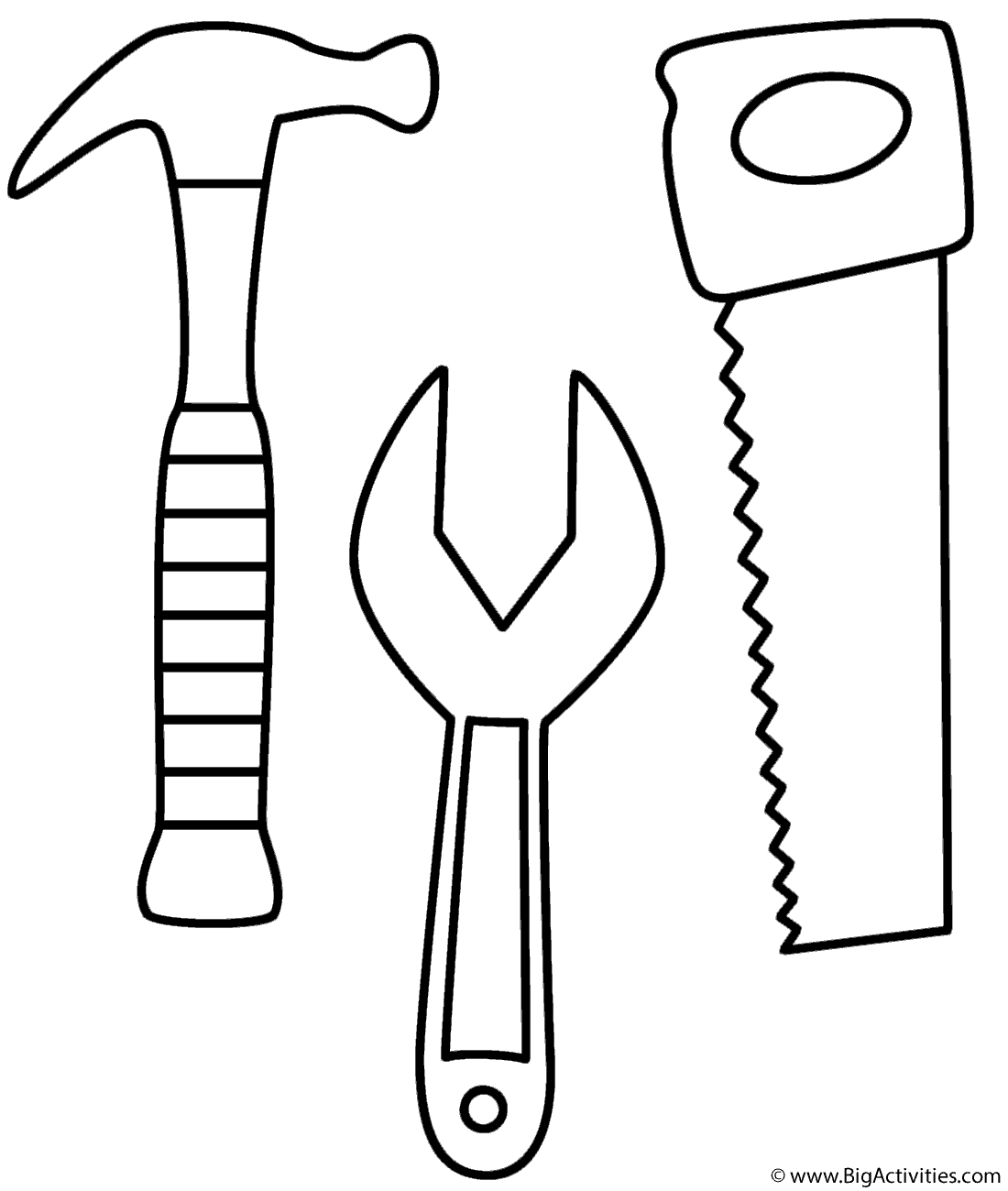 Hammer Saw And Wrench Coloring Page Tools Printable Templates Online 