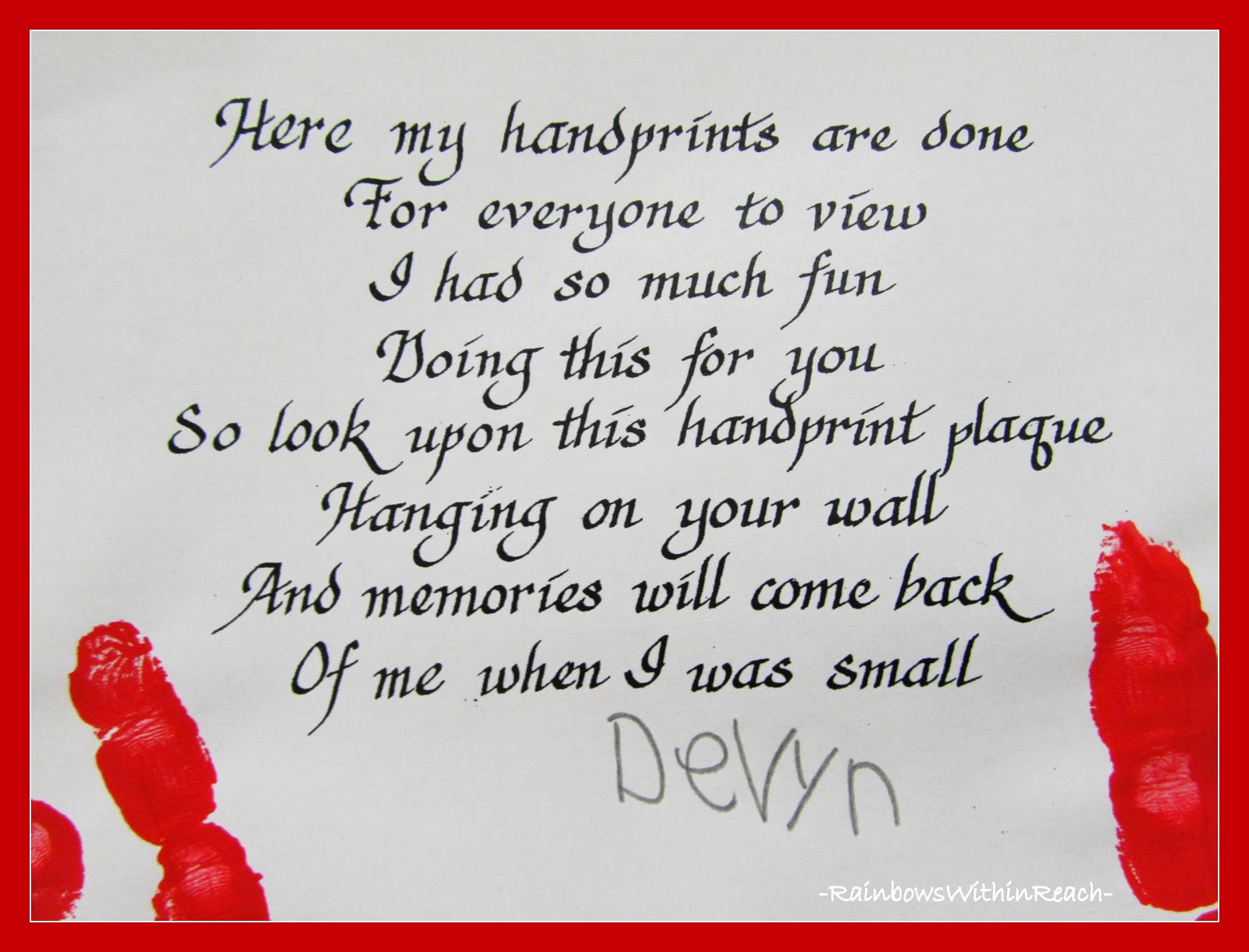 Handprint Poem Printable