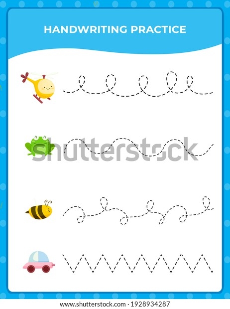 Handwriting Practice Line Design Worksheet Kids Stock Illustration 