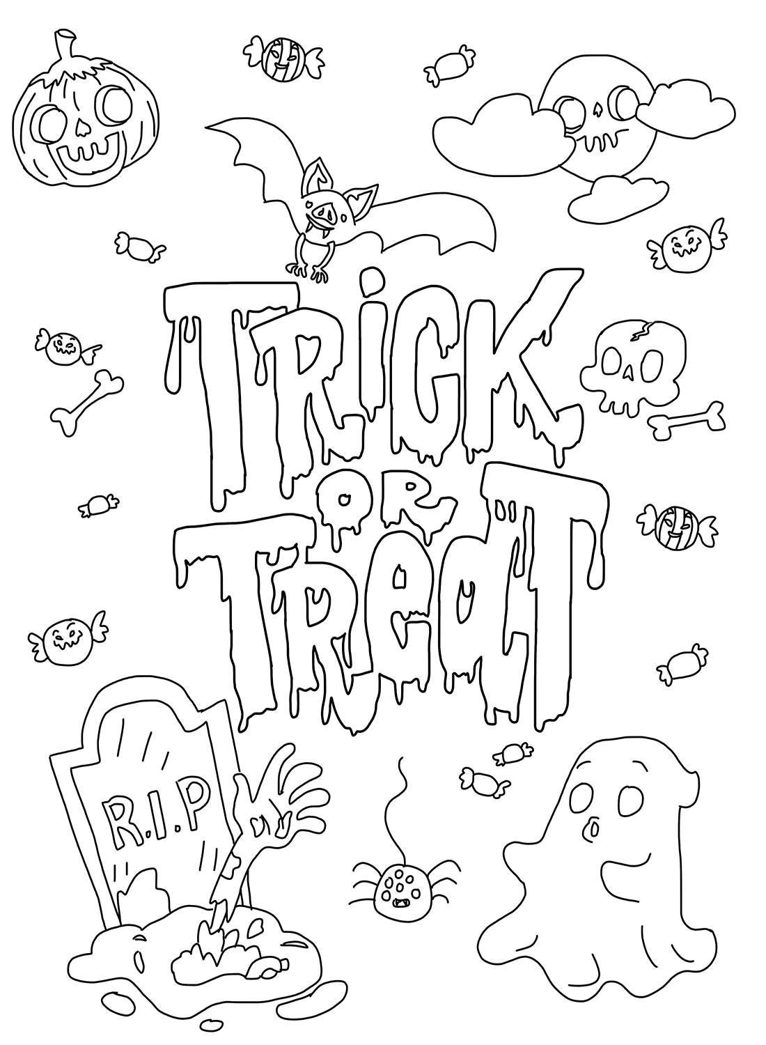 Happy Halloween Color Pages Free Printable Coloring Pages