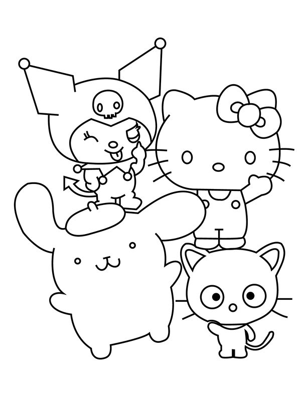 Happy Hello Kitty And Friends Coloring Page Free Printable Coloring
