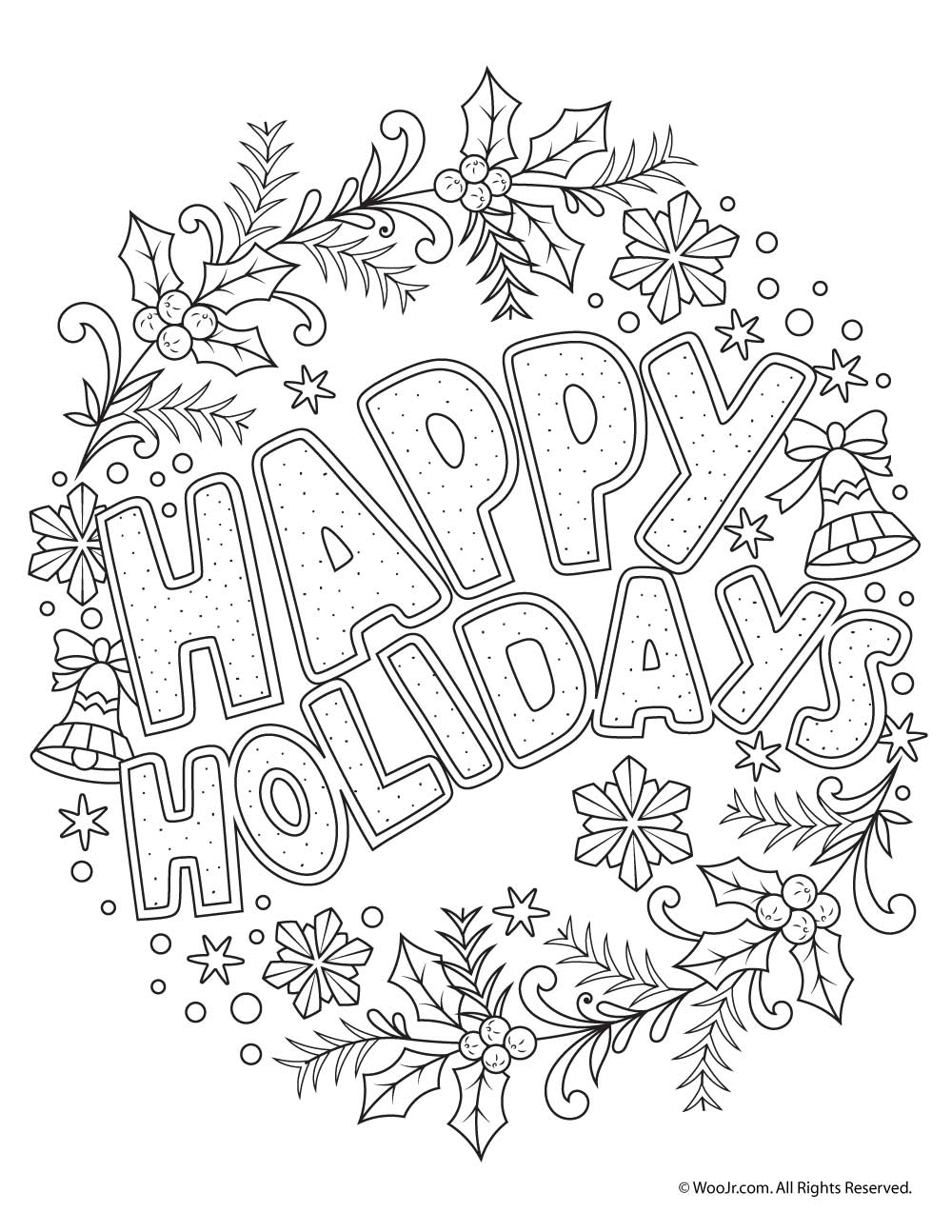 Happy Holidays Adult Coloring Freebie Woo Jr Kids Activities