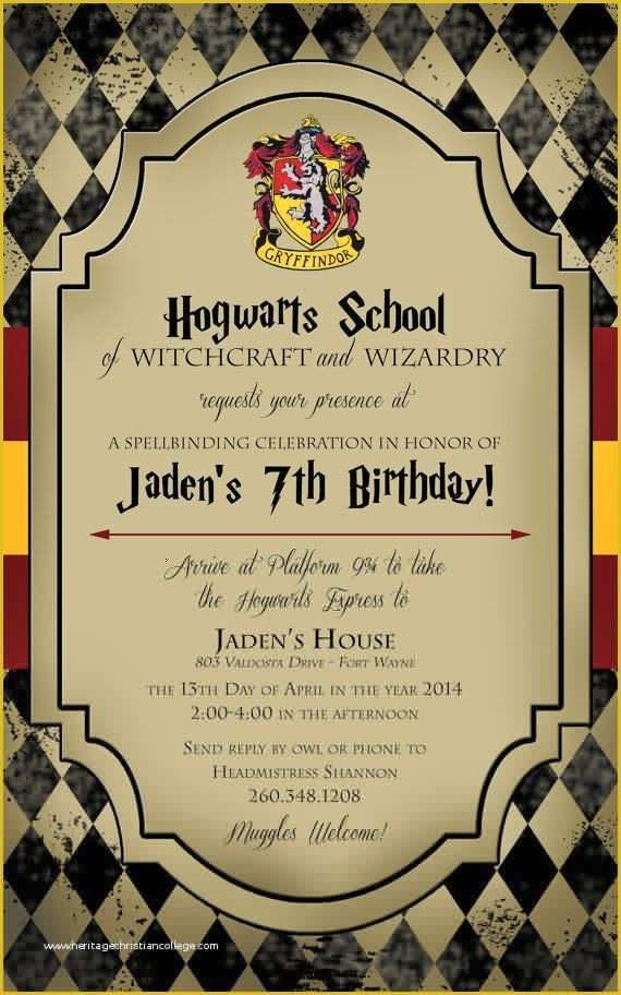 birthday invitation template harry potter