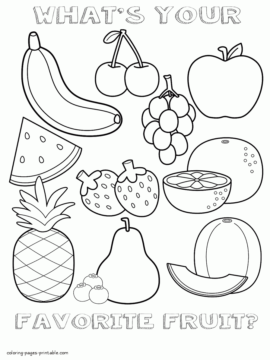Healthy Food Coloring Pages For Preschool Fruits Sheet COLORING 
