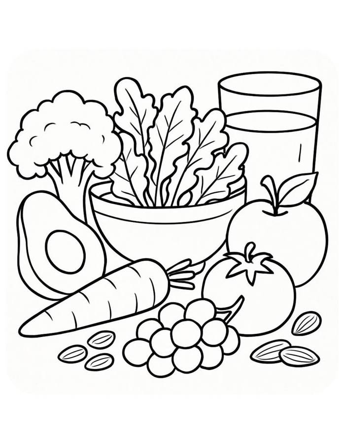 Healthy Food Coloring Pages Free Printable PDF 