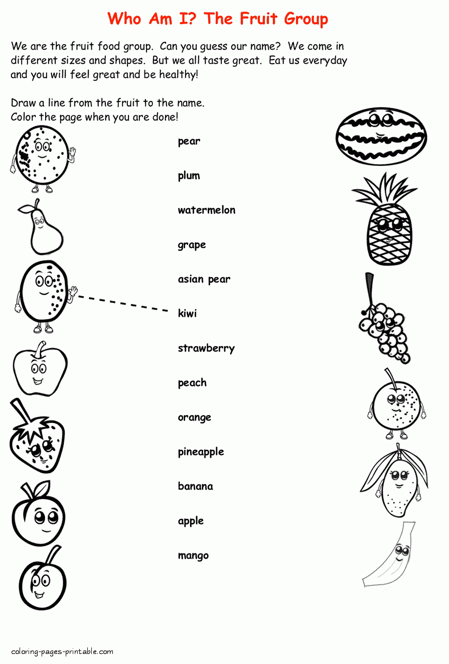 healthy food coloring sheets printable