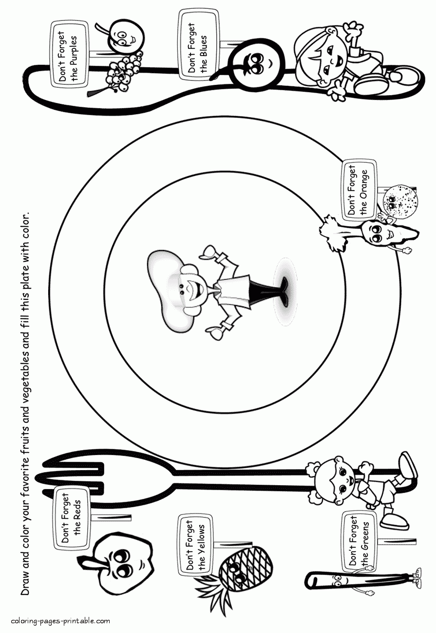 Healthy Food Colouring Pages Printable Fruits And Vegetables 