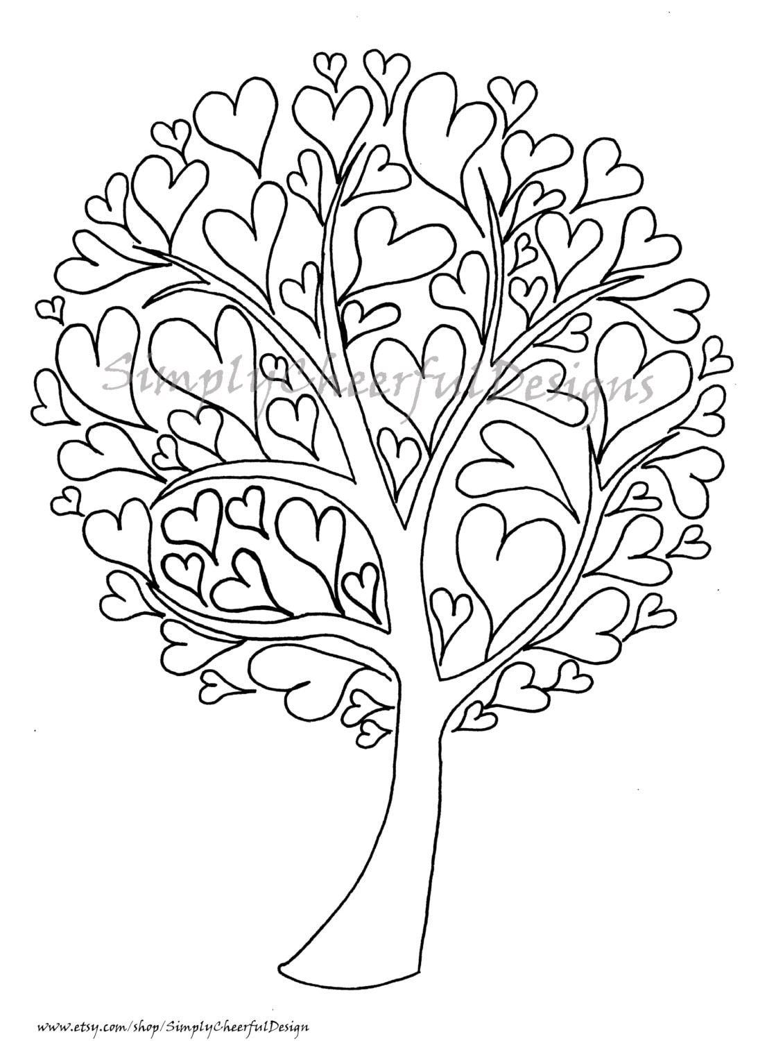 Heart Tree Coloring Page Tree Coloring Page Heart Tree Coloring Pages 
