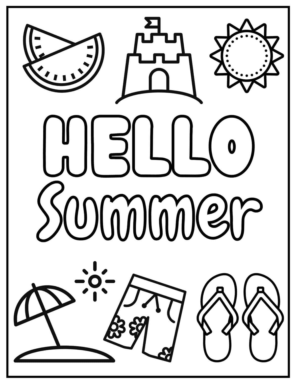 Hello Summer Coloring Pages Coloring Home