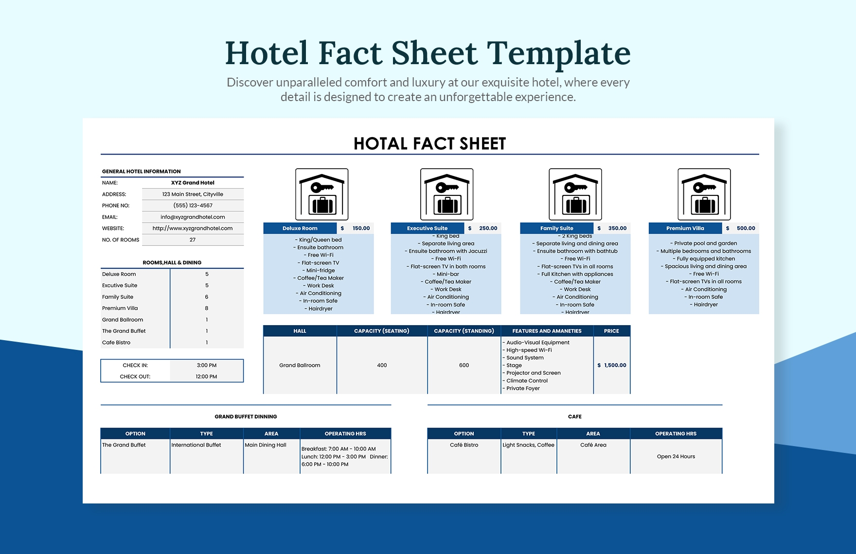 Hotel Fact Sheet Template In Excel Google Sheets Download Template