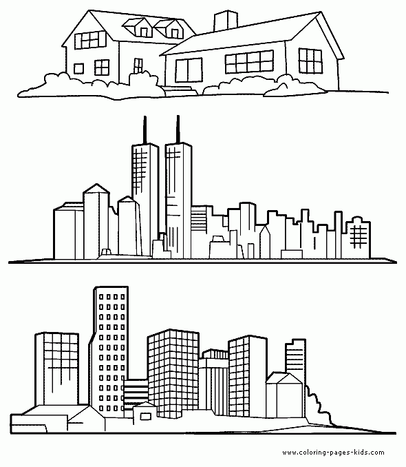 Houses And Homes Color Page Coloring Pages For Kids Family People 
