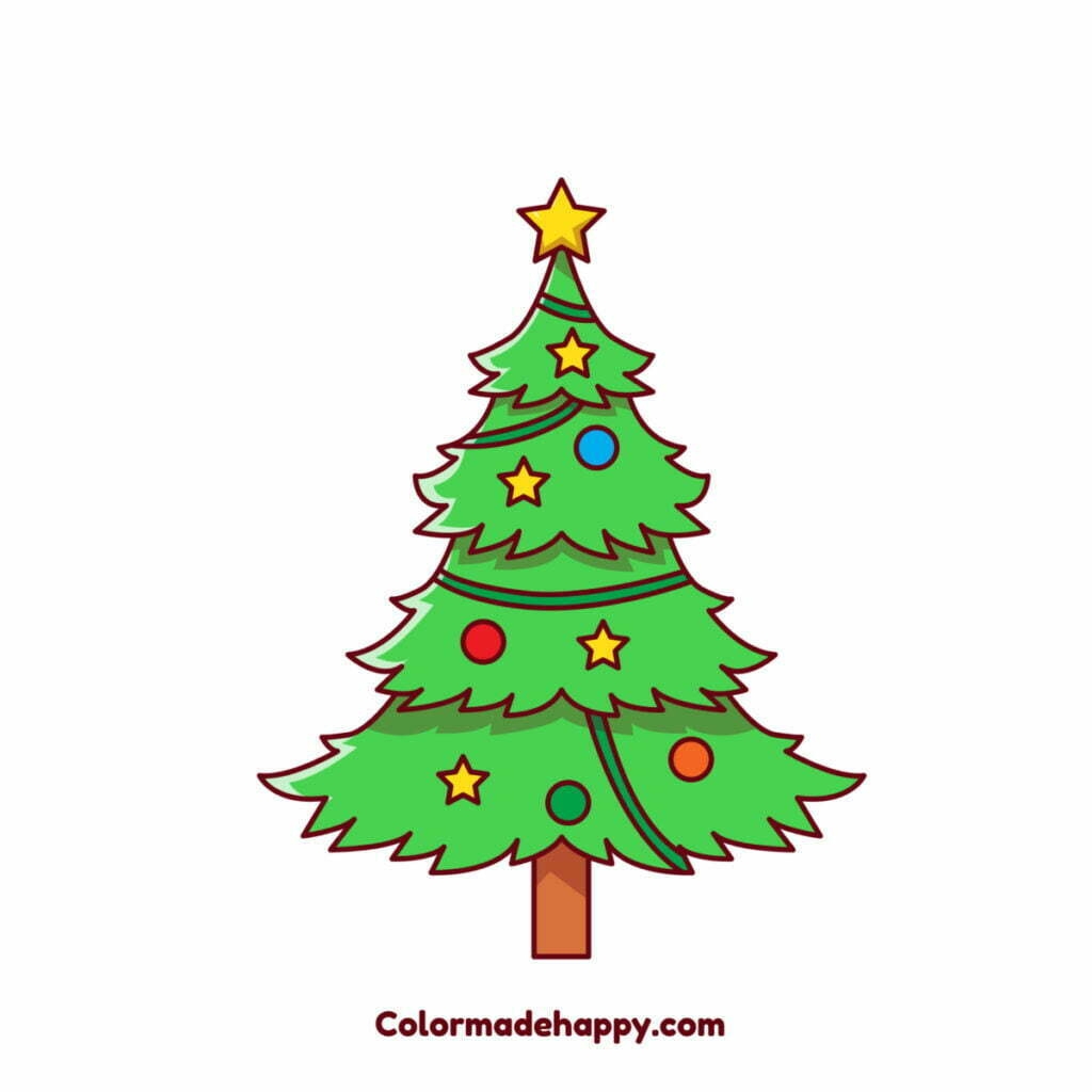 christmas tree drawing for kids printable