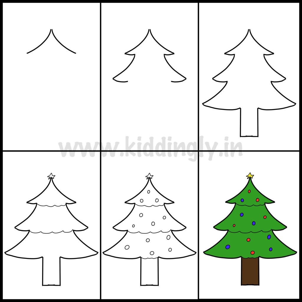 How To Draw Christmas Tree Idea 13 Step By Step Drawing Photos