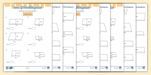 How To Find The Area Of A Parallelogram Maths With Mum Worksheets 