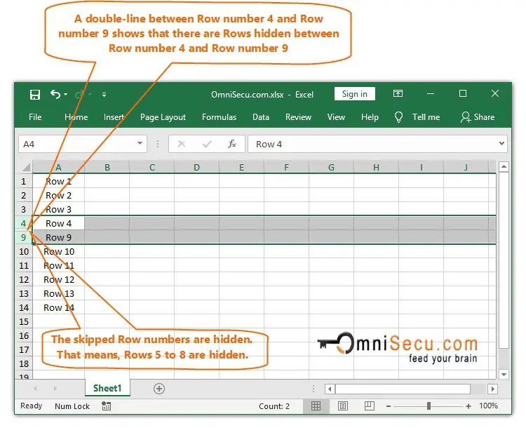 How To Hide Or Unhide Rows In Excel Worksheet