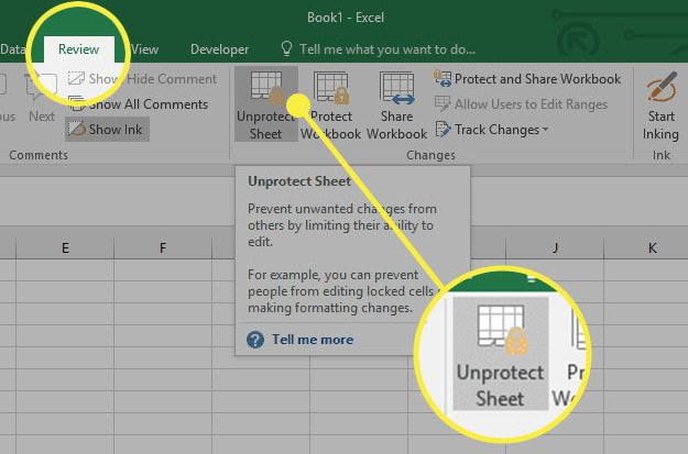 how to unprotect worksheet