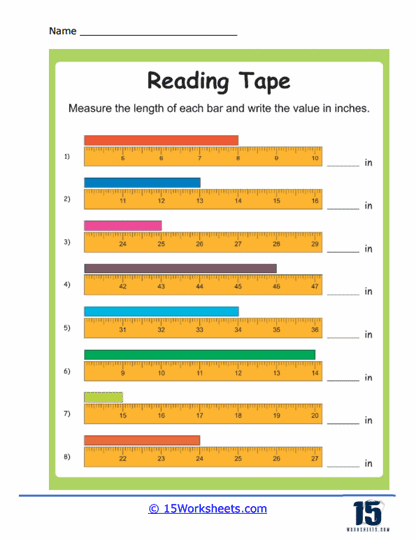 read a tape measure worksheet