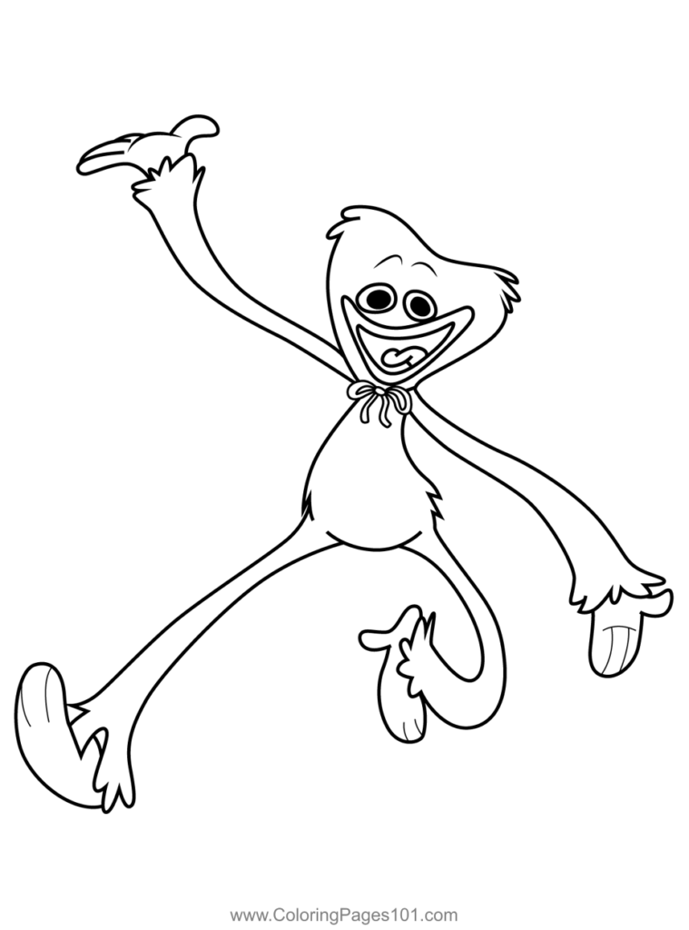 Huggy Wuggy Happy Coloring Page For Kids Free Huggy Wuggy Printable