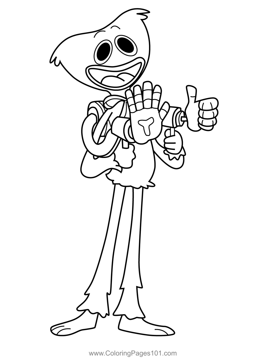 Huggy Wuggy With GrabPack Coloring Page For Kids Free Huggy Wuggy 