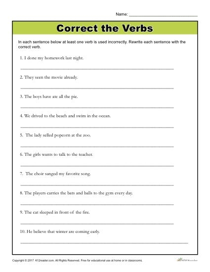 Hundreds Of New Grade 4 Grammar Worksheets K5 Learning Worksheets 