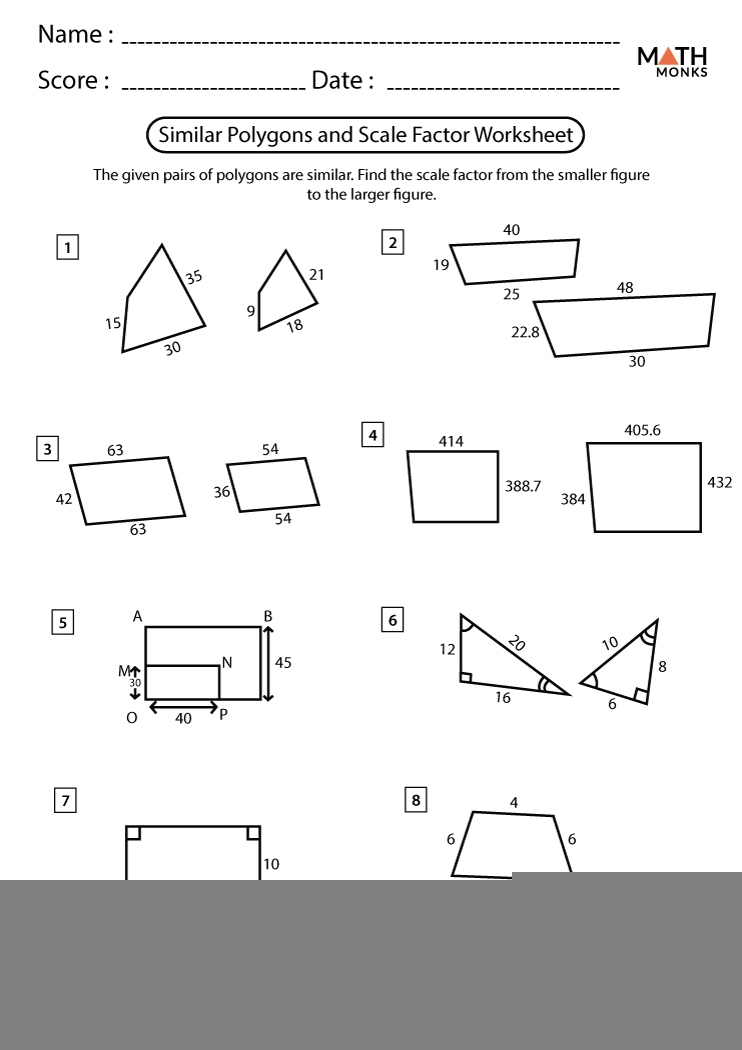 scale factor worksheet