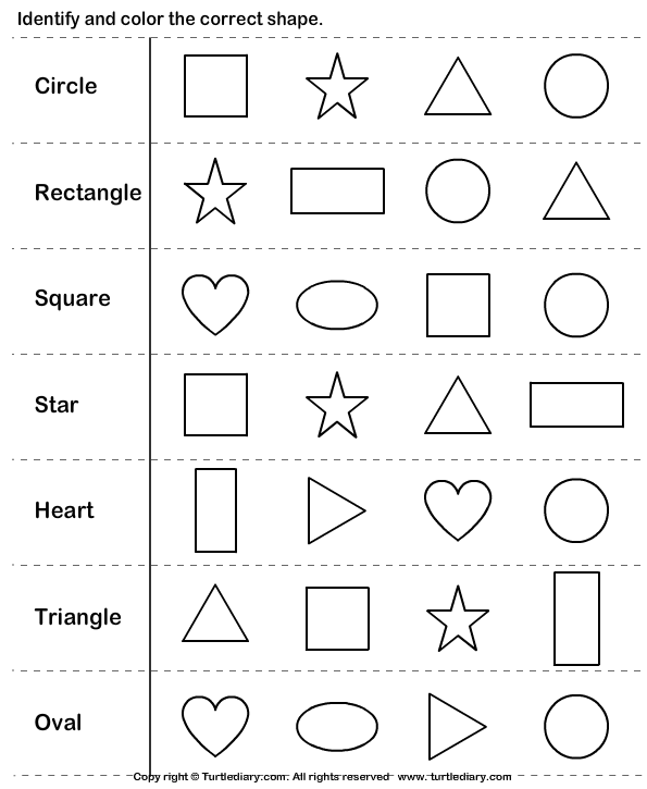 Identifying Shapes Worksheets Kindergarten On 2d Shapes Worksheets