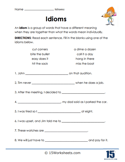 idioms worksheets