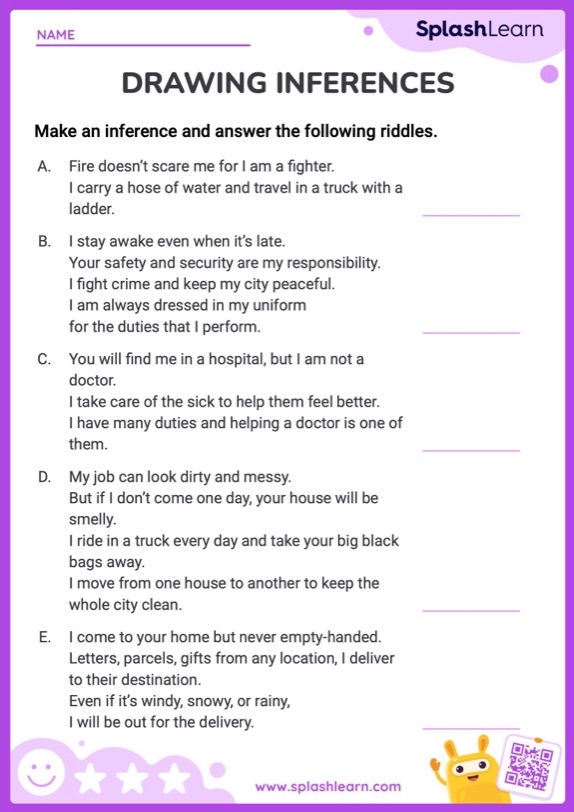 Inference Worksheets For Grade 4 Grade1to6 Worksheets Library