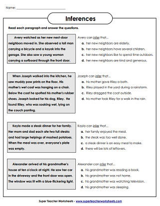 Inference Worksheets Worksheets Library