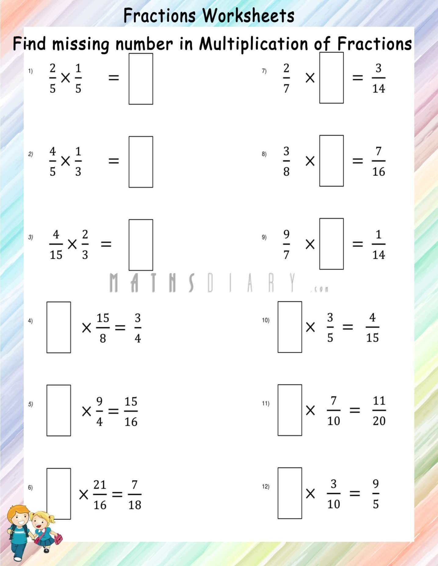Instant Mastery Fraction Multiplication Practice Worksheets 