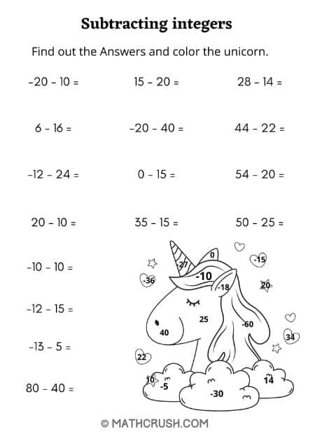 Integer Worksheets For Kids Free Printable Math Fun Worksheets Library