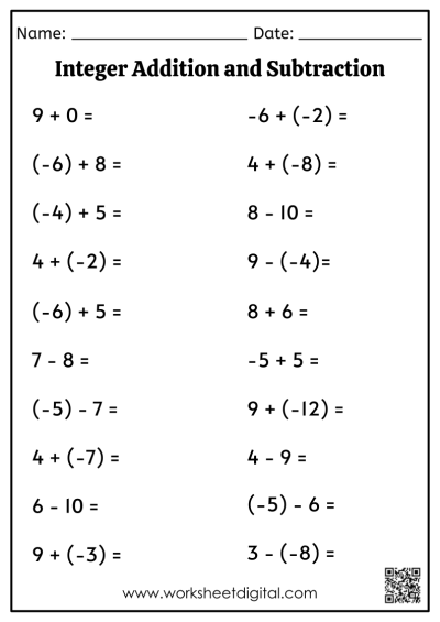 Integers Worksheets Arranging Orders Of Integers Worksheets 