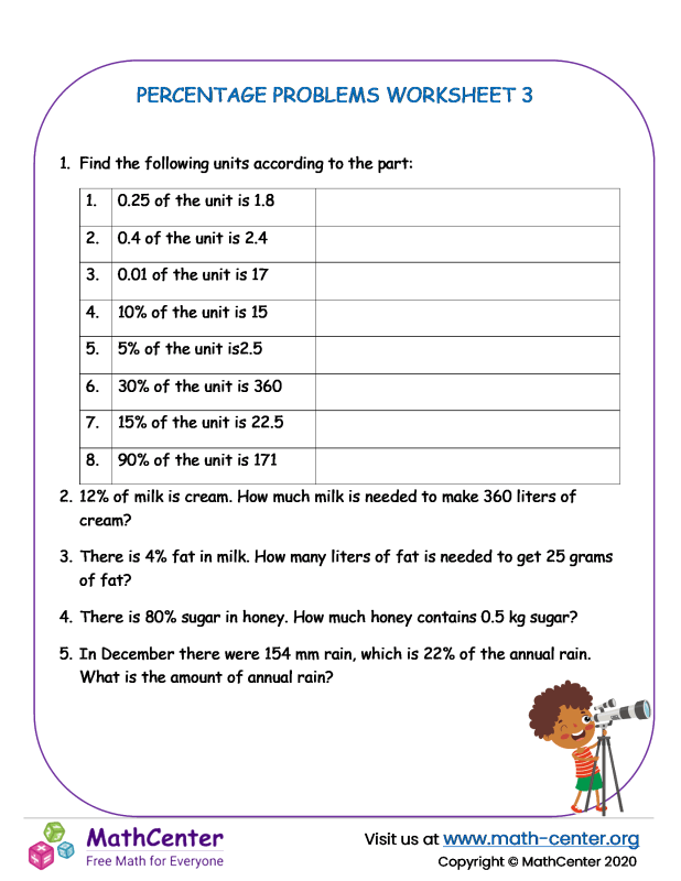 Interactive Percentage Worksheets For Effective Learning