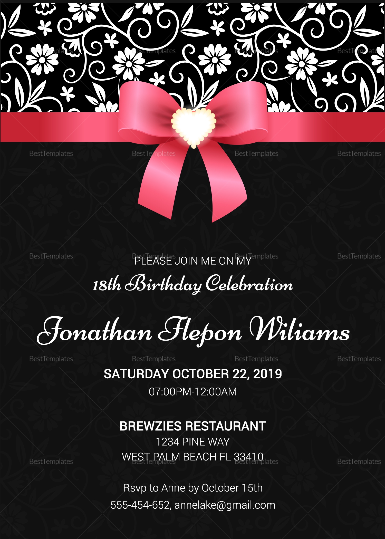invitation template debut