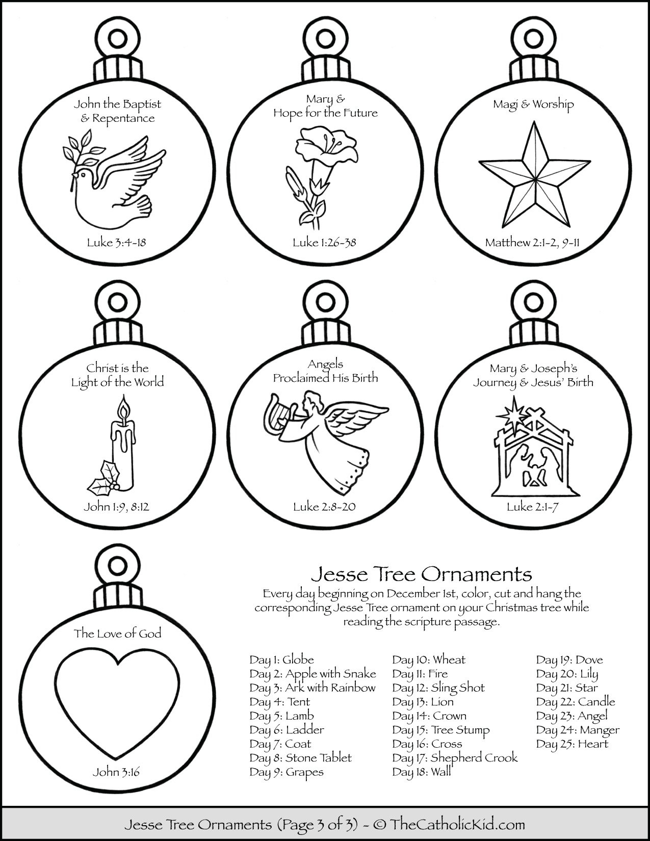 Jesse Tree Ornaments Printable