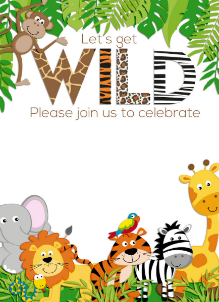 Jungle Animal Safari Birthday Invitation Zazzle Jungle Book 